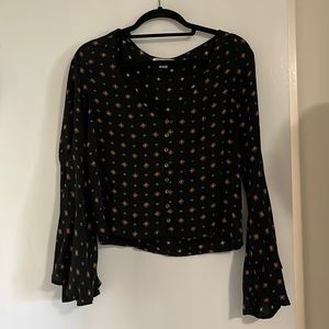 Billabong flare sleeved button up top